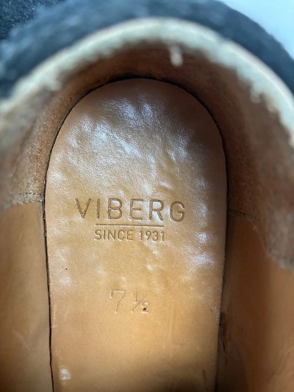 Viberg Derby Calf Suede Shoe Black Size 8.5 US 7.5 Brand Luxury Handmade